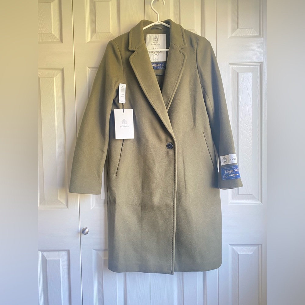 NWT Aritzia Babaton The Stedman Coat Olive Green - Picture 2 of 9